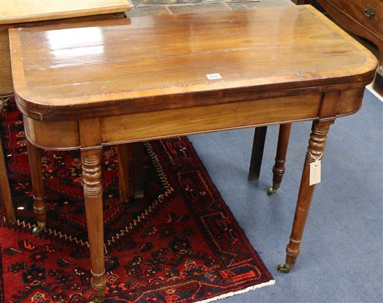 A George III mahogany card table, W.92cm